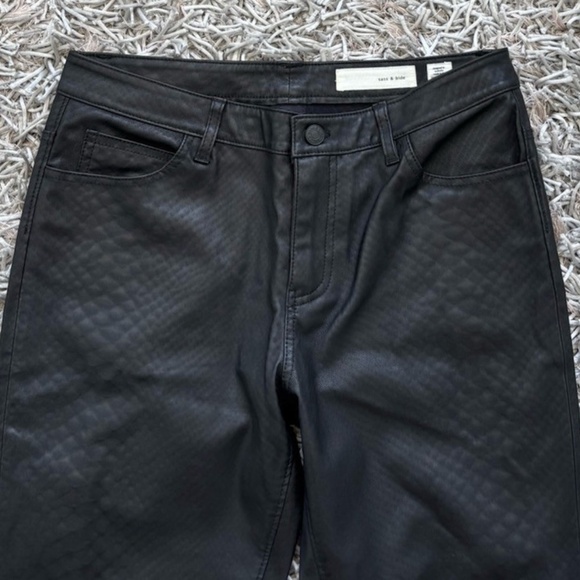 Sass & Bide Leather Flare Pants Leather 100% Lamb Print Snake Sz 6 US❤️ - Picture 8 of 9